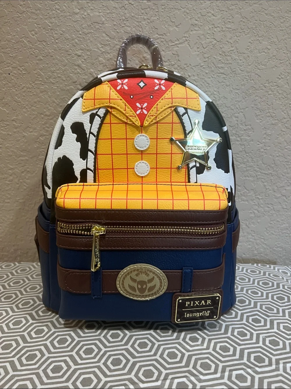 Loungefly Pixar Woody-Inspired Mini Backpack - Yellow, Brown, Blue, White, Black